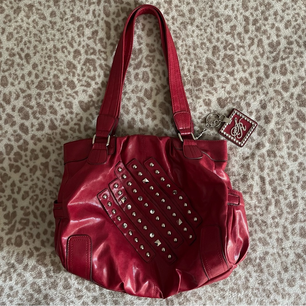 Vintage Sienna Ricchi Red Shoulder Bag with Studded Design